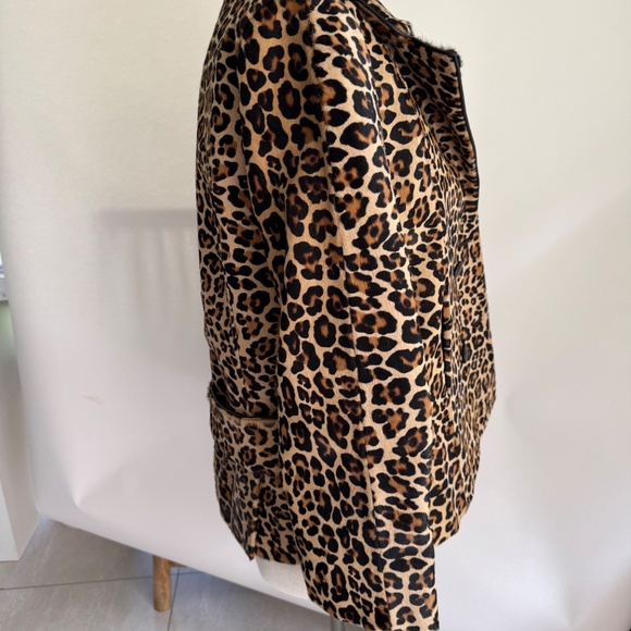 KATE MOSS x ZARA 100% LEATHER JACKET IN LIGHT BEIGE ANIMAL PRINT -M - Picture 3 of 11